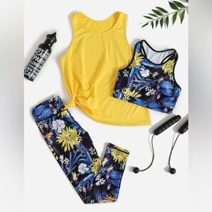 3pcs Tropical Print Sports Set